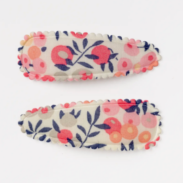 Lizzy Pink & Navy Floral Hair Clips (set of 2)