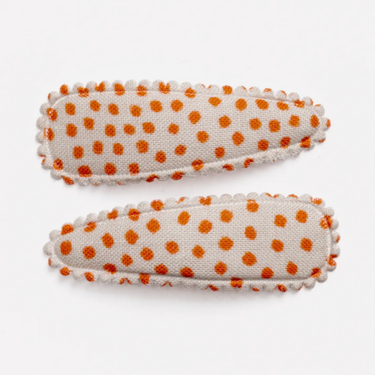 Winifred Organic Orange Dot Hair Clips (set of 2)