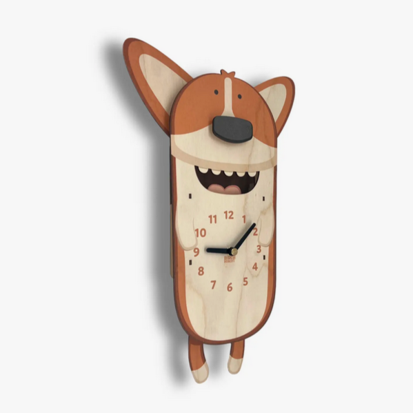 Butters the Corgi Pendulum Clock