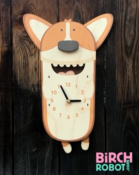 Butters the Corgi Pendulum Clock