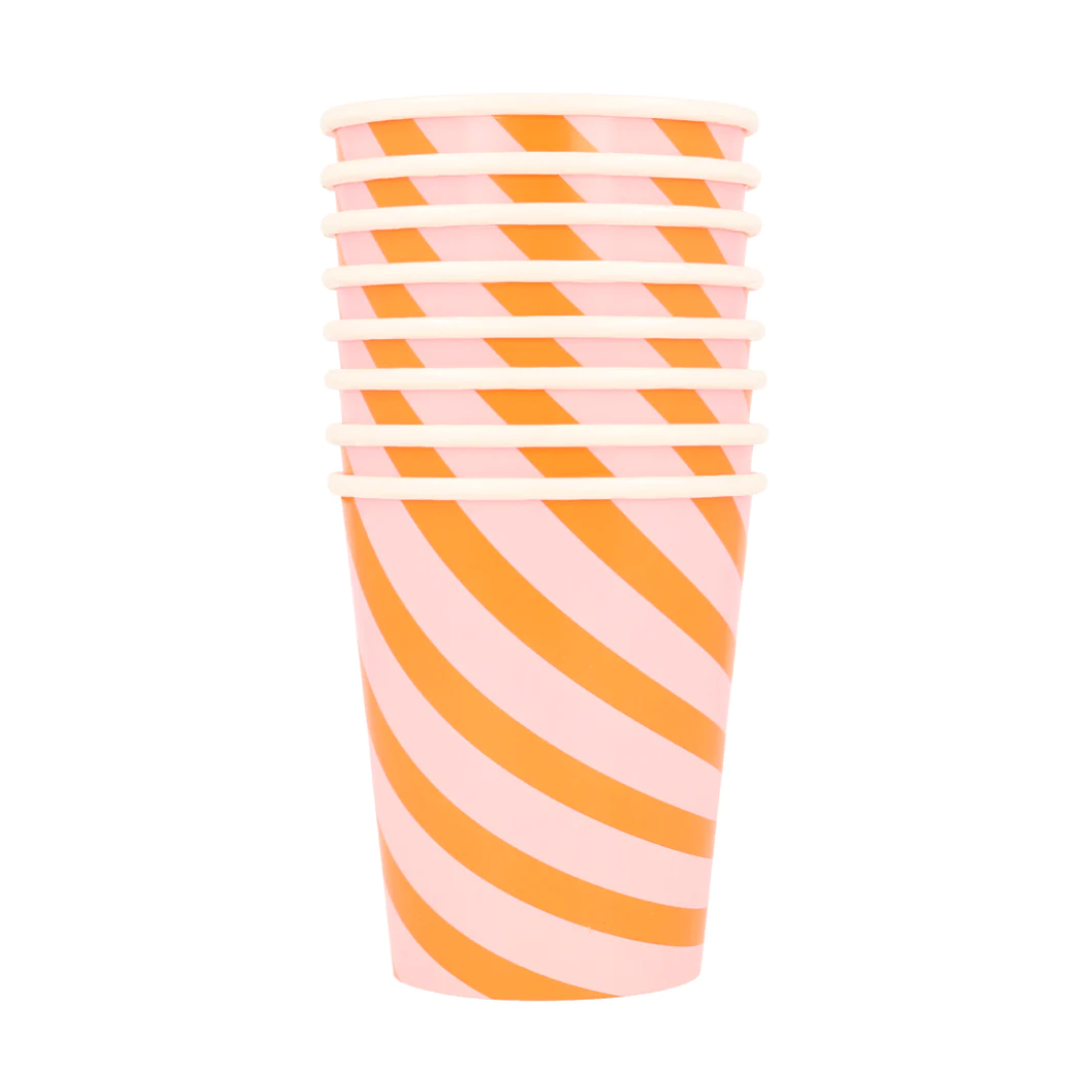 Pink and Orange Stripy Cups -pk8