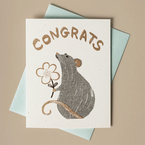 Congrats Rat - Risograph Card -congratulations