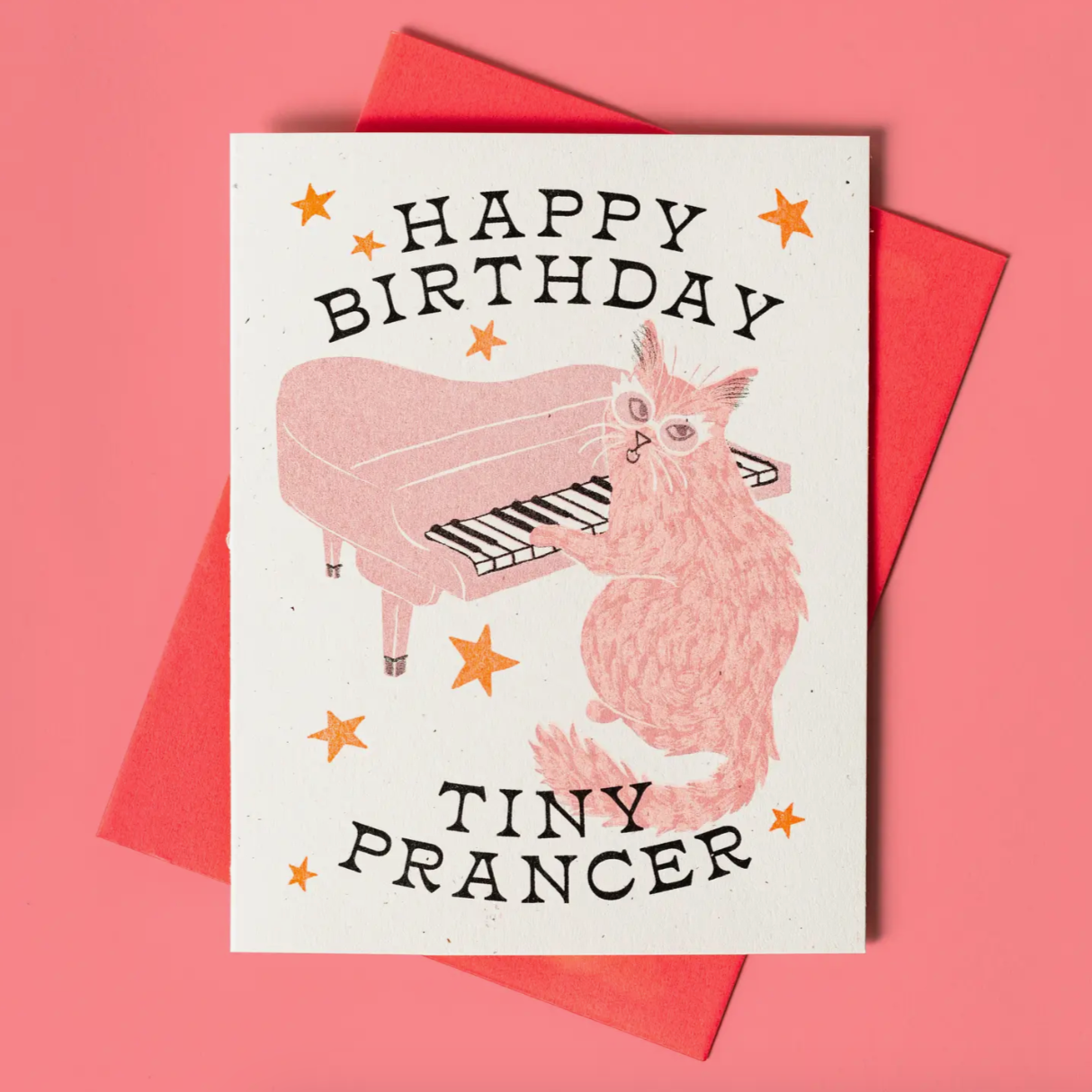 Happy Birthday Tiny Prancer - Risograph Card -birthday