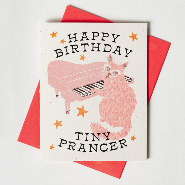 Happy Birthday Tiny Prancer - Risograph Card -birthday