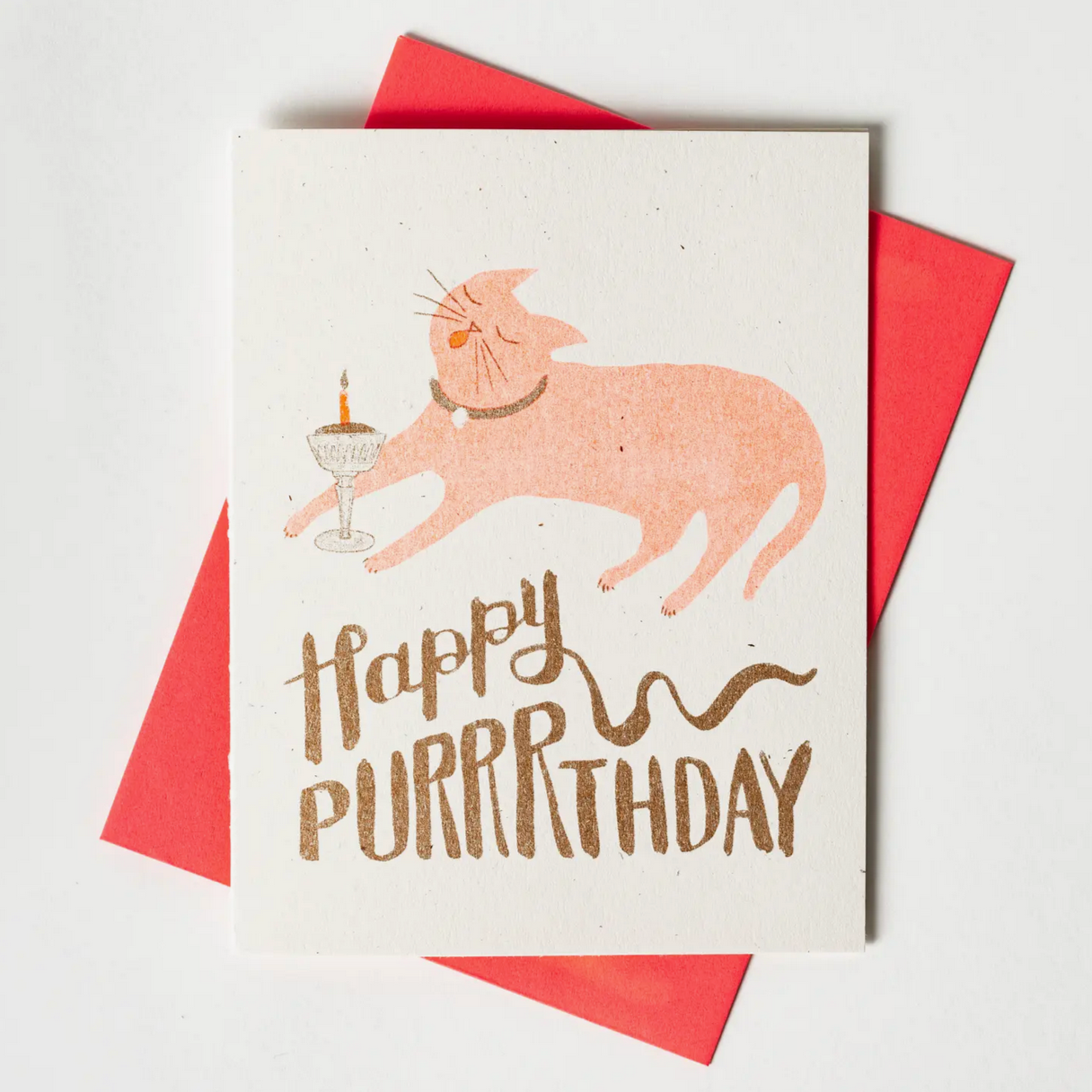 Happy Purrrthday - Risograph Card -birthday