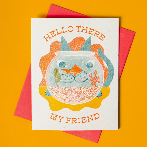 Hello There My Friend - Risograph Card -birthday