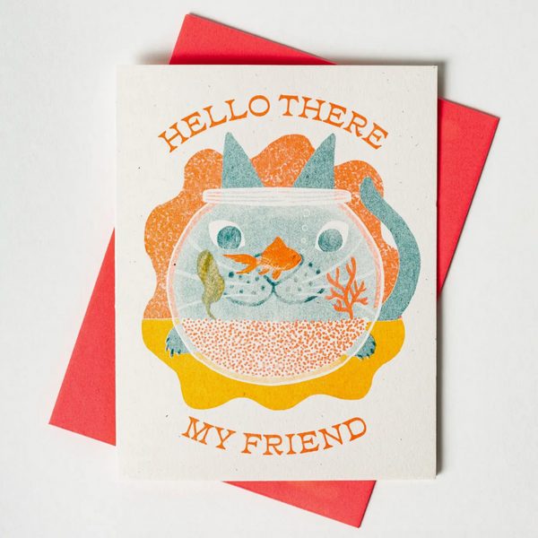 Hello There My Friend - Risograph Card -birthday