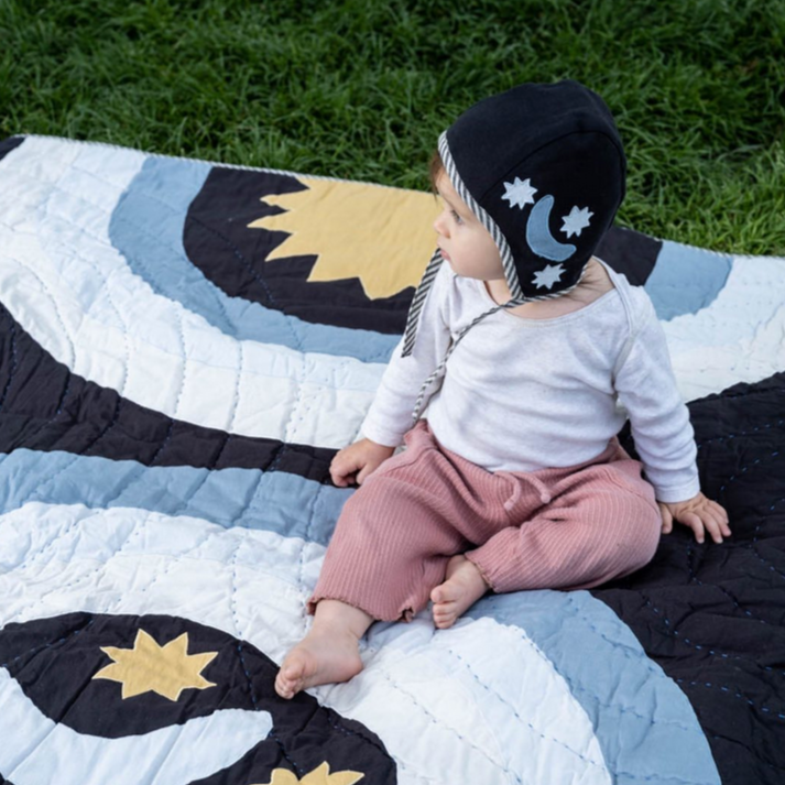Organic Baby Bonnet - Moon and Stars