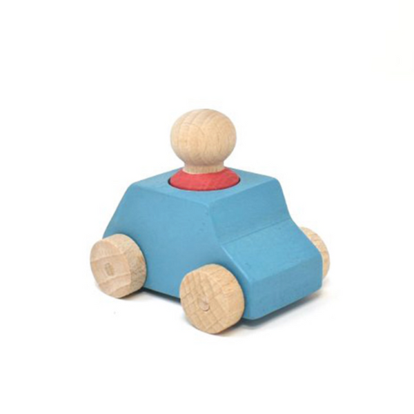 Sky Blue Wooden Car with Figure 3yrs+