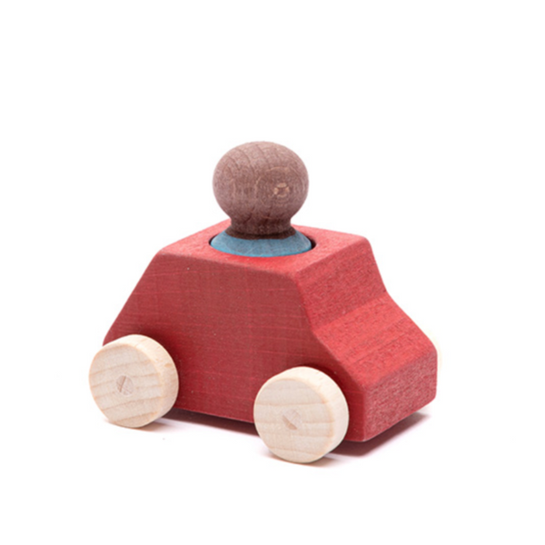 Red Wooden Car with Figure 3yrs+