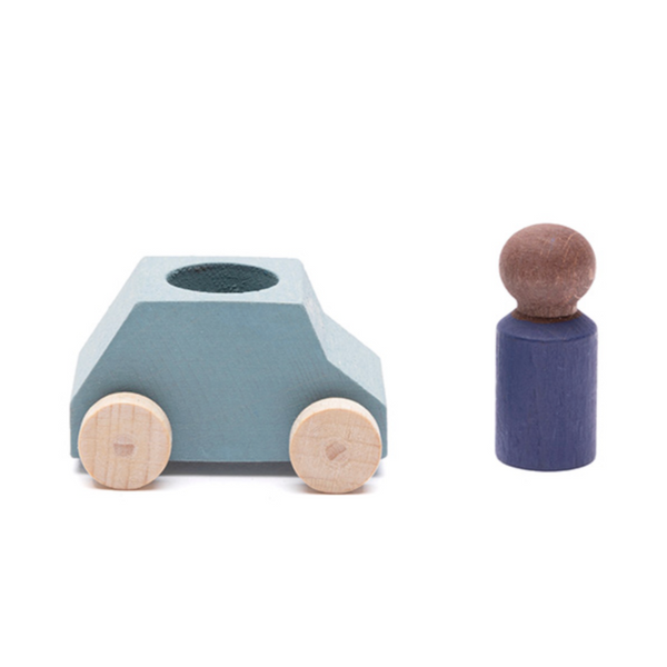 Grey Wooden Car with Figure 3yrs+