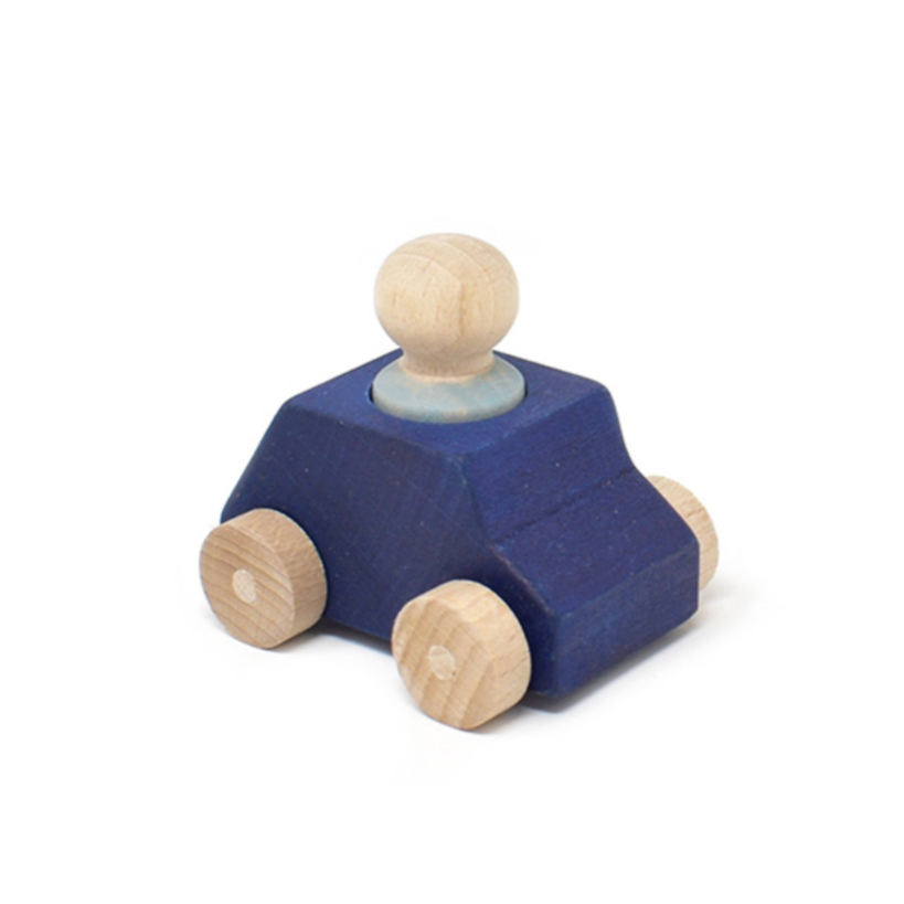 Blue Wooden Car with Figure 3yrs+