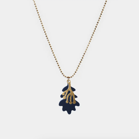Leaves Necklace X navy -Lucille Michieli