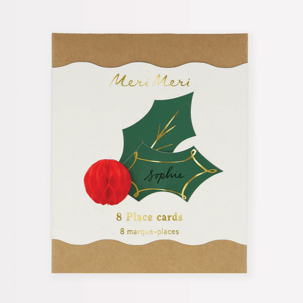 Holly Honeycomb Place Cards 8pk