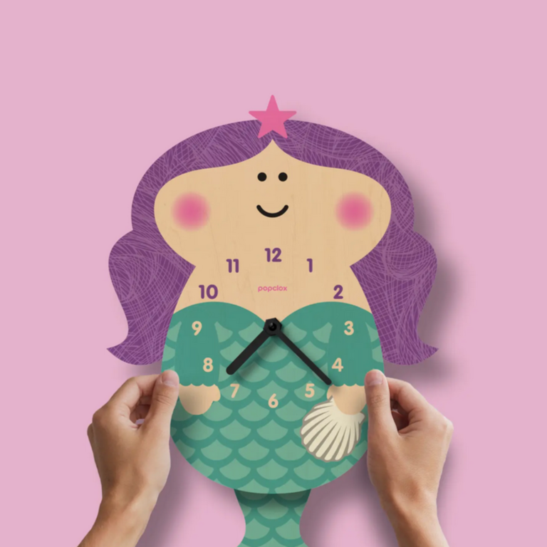 Mermaid Pendulum Clock -wood