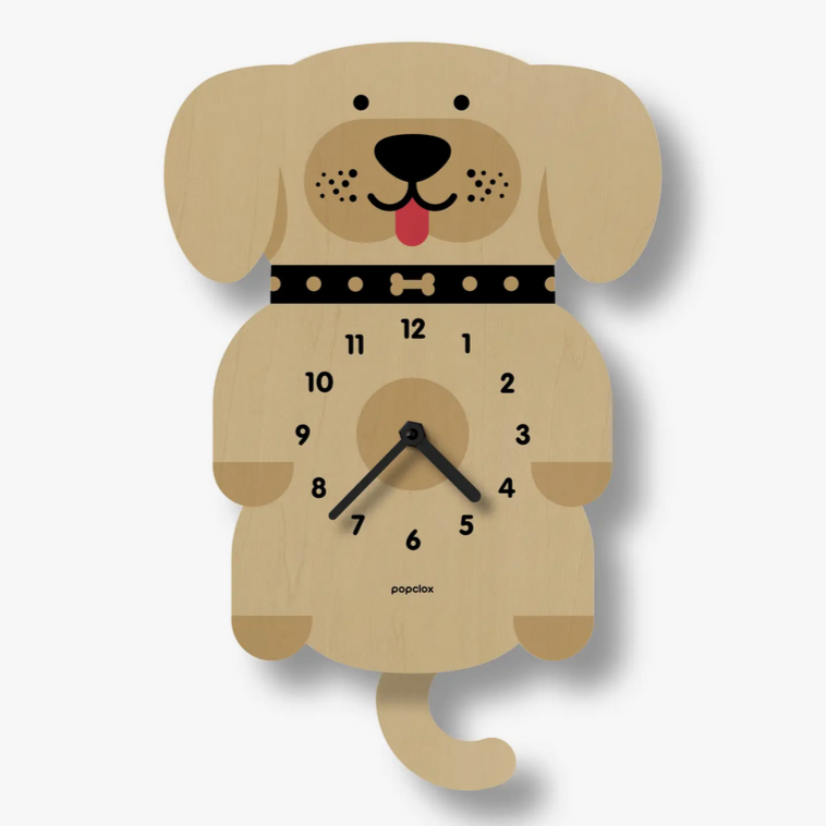 Puppy Pendulum Clock -wood