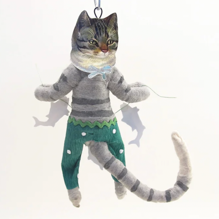 Cat Boy Catching Fish Ornament Figure