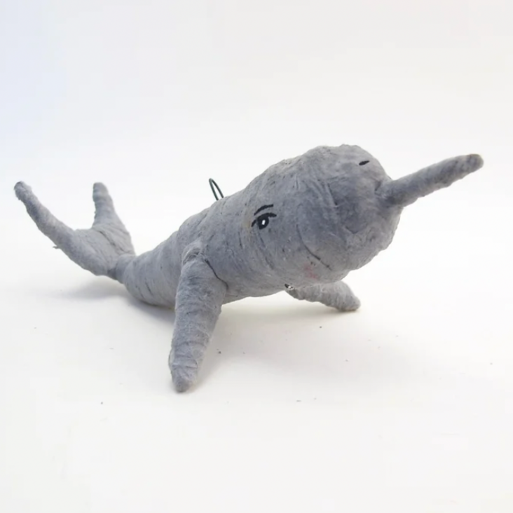 Speckled Narwhal Ornament Figure