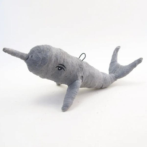 Speckled Narwhal Ornament Figure