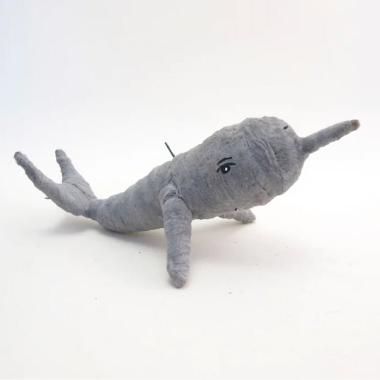 Speckled Narwhal Ornament Figure