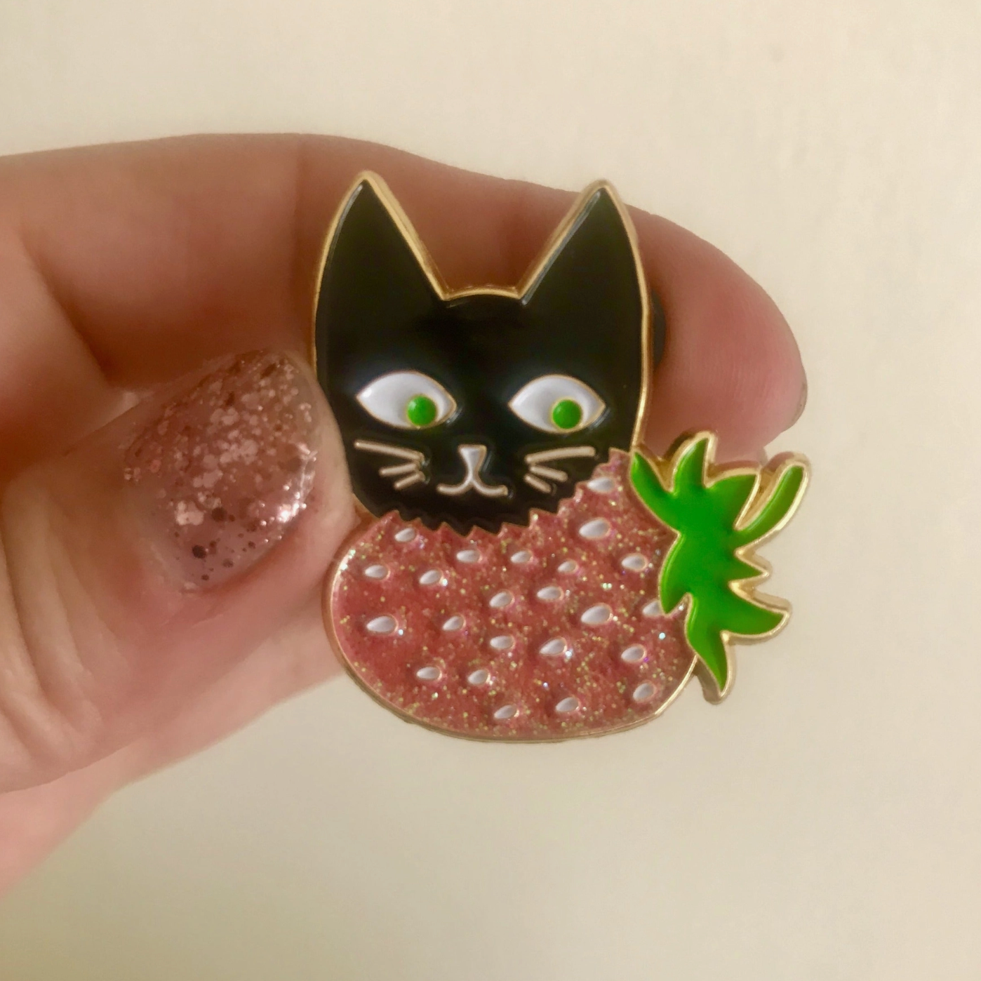 Strawberry Cat Enameled Pin