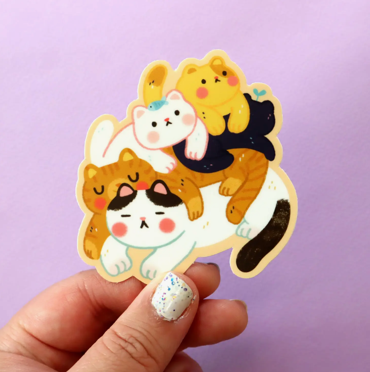 Kitty Pile Sticker -Vica Lew