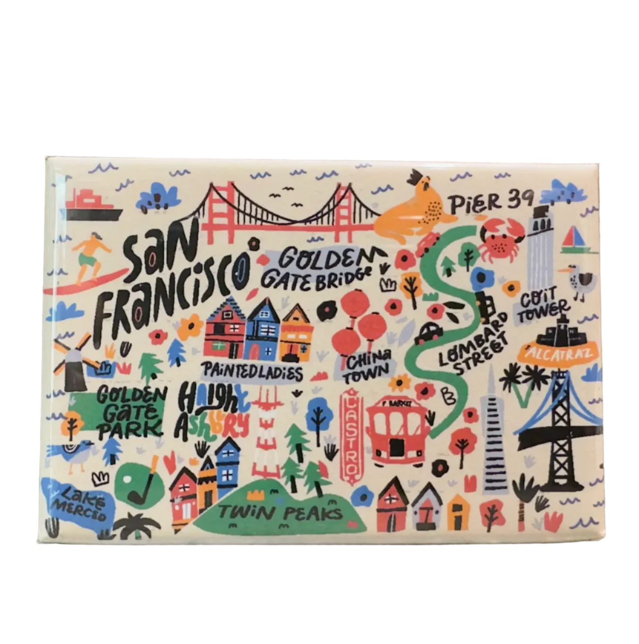 San Francisco Cartoon Map Magnet