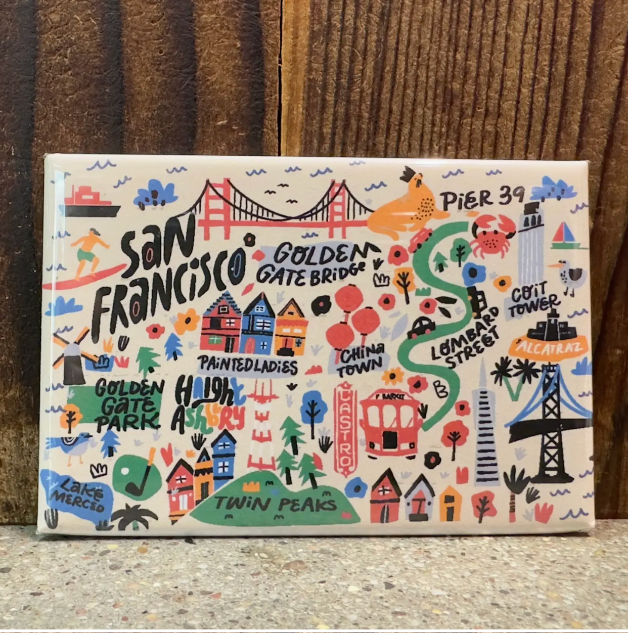 San Francisco Cartoon Map Magnet