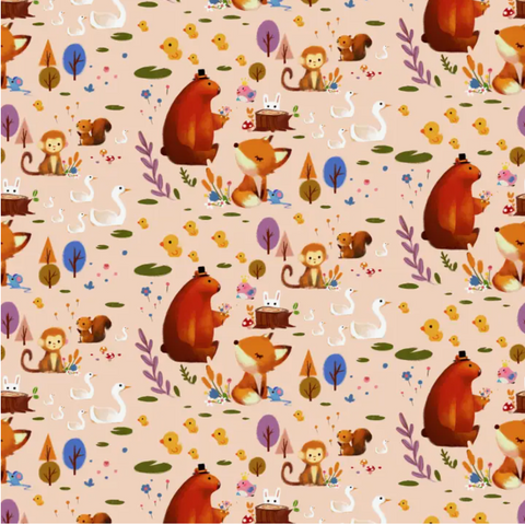 Forest Animal Wrapping Paper -single sheet