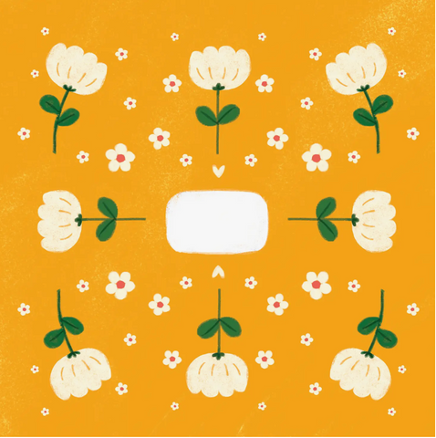Mini Gift Wrap - Flowers Yellow -x6 sheets