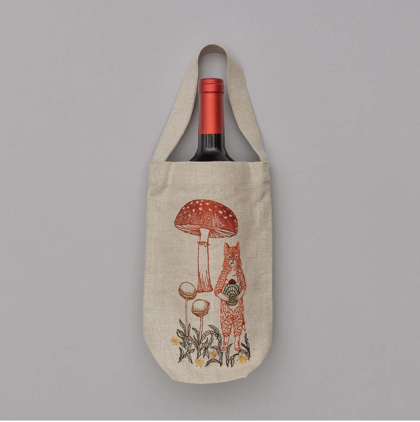 Fox with Mushrooms Wine Bag