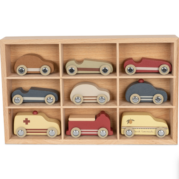 Wooden Mini Cars set of 9