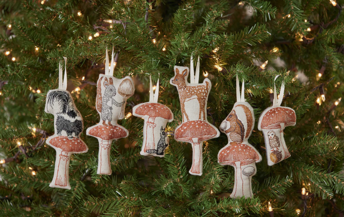 Chipmunk with Mushroom Ornament