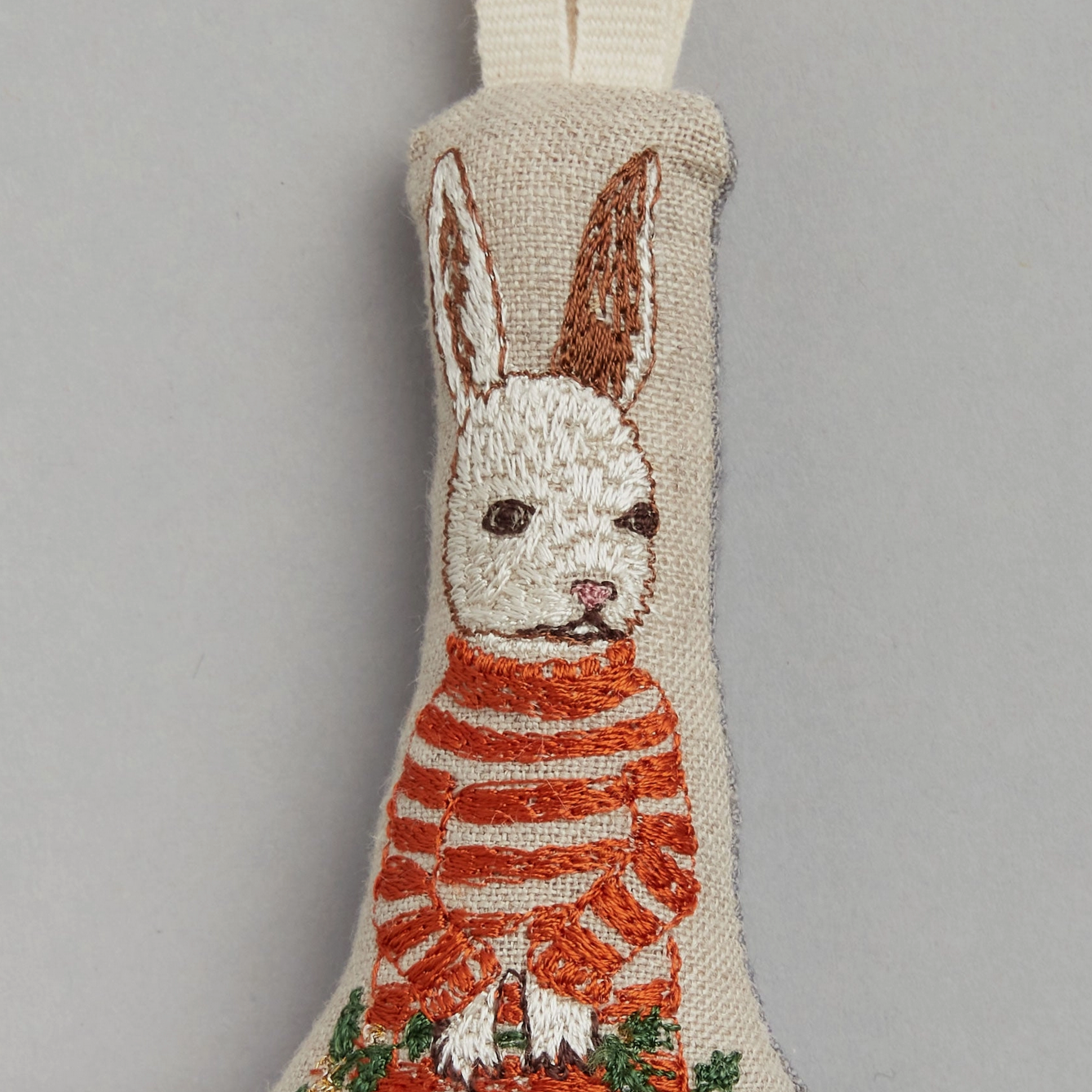 Bunny with Holly Ornament