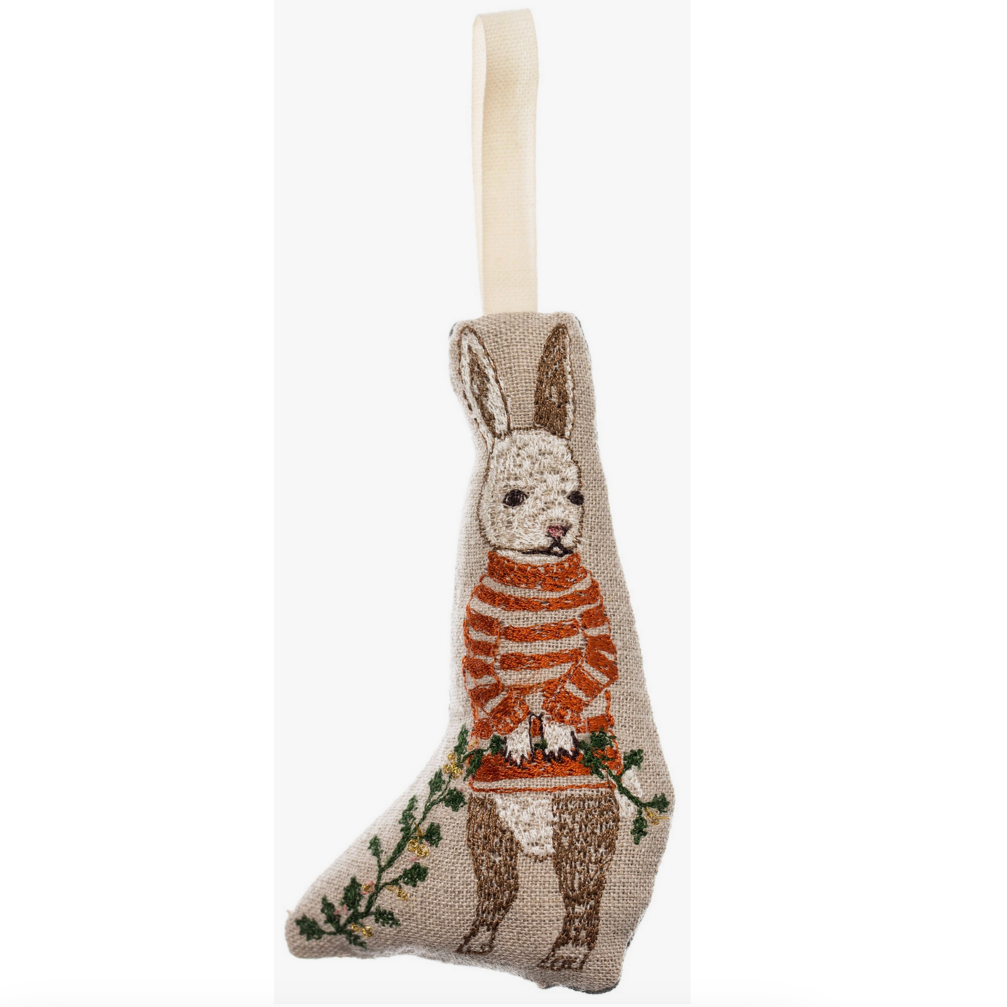 Bunny with Holly Ornament