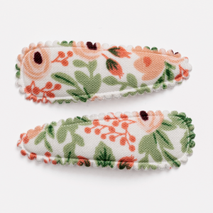 Rosa Pink Floral Fabric Hair Clips (set of 2)