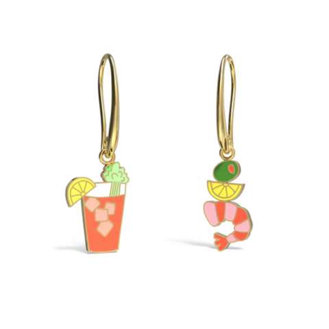 Hanging Earrings - Bloody Mary and Shrimp