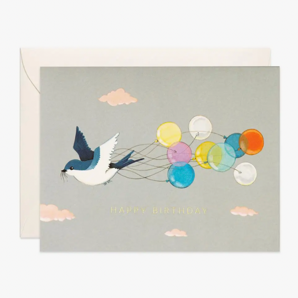 Swallow and Balloons Card