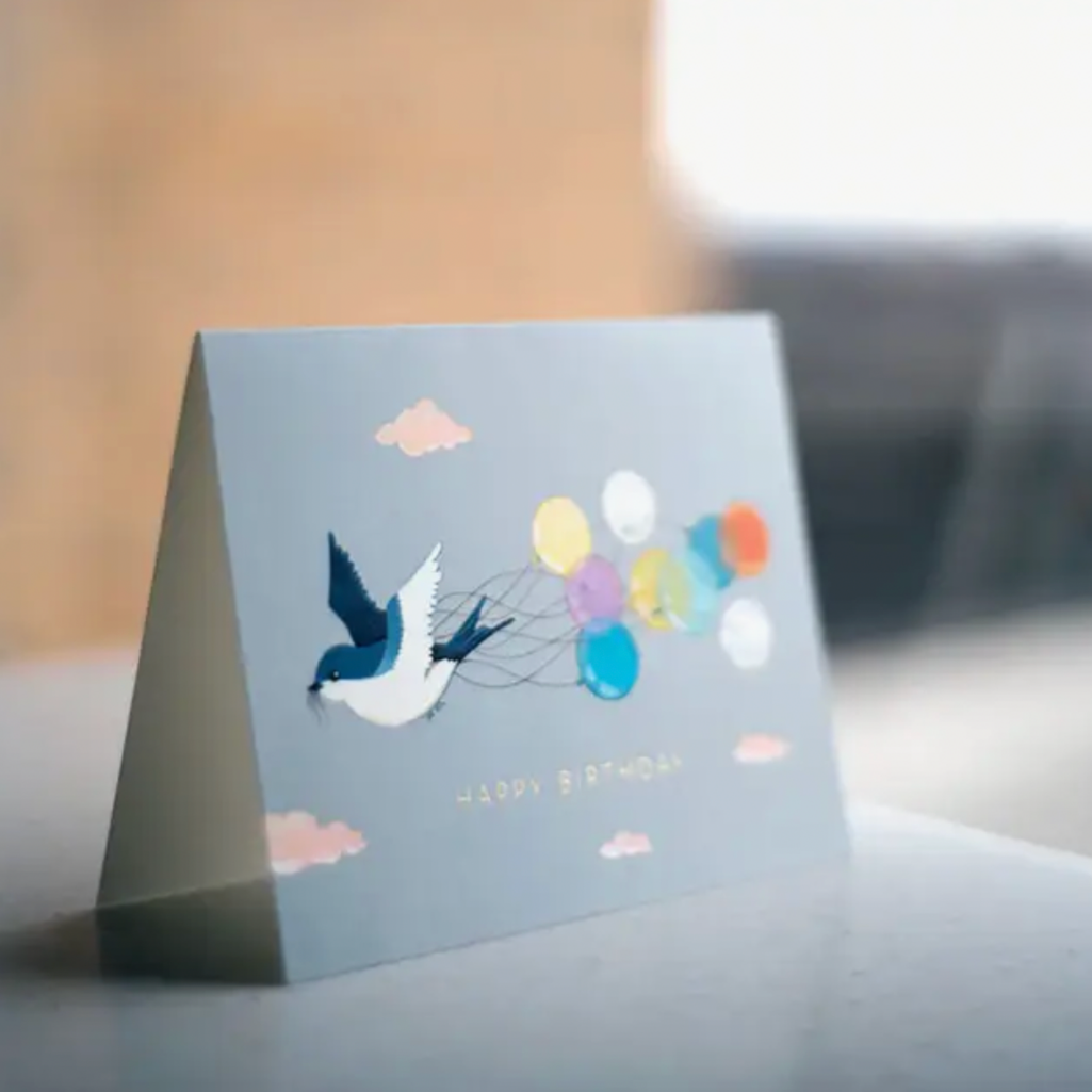 Swallow and Balloons Card