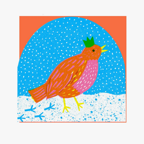 Robin Snowglobe Card -Louise Lockhart -hello