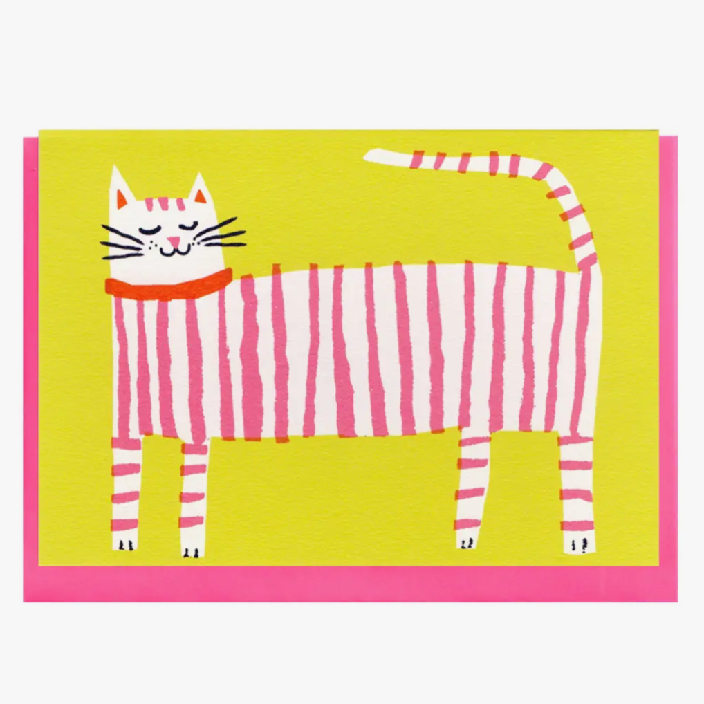 Stripy Cat Card  -Louise Lockhart -hello