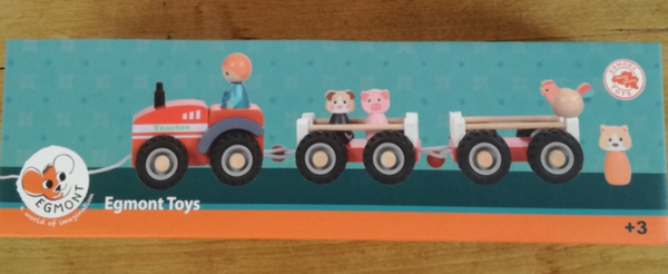 Wood Farm Tractor with Two Trailers