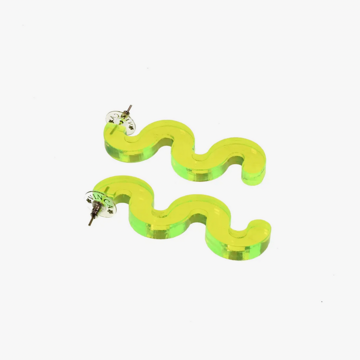 Neon Squiggle Earrings - Green
