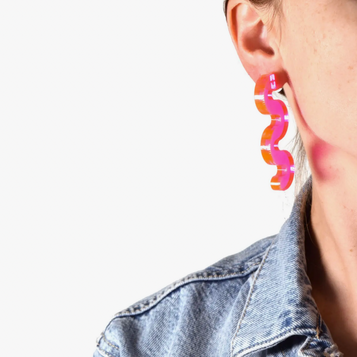 Neon Squiggle Earrings - Pink