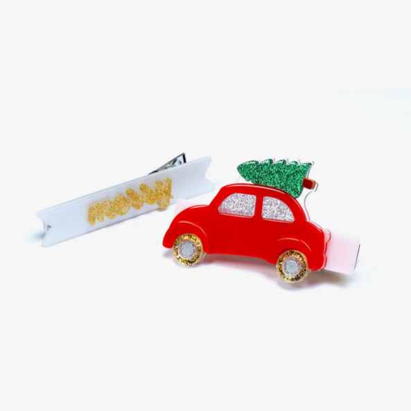 Hol-Merry Christmas Buggie Red Alligator Clips