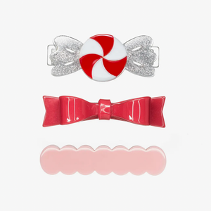 Candy Twist Red White & Bowtie Alligator Clips