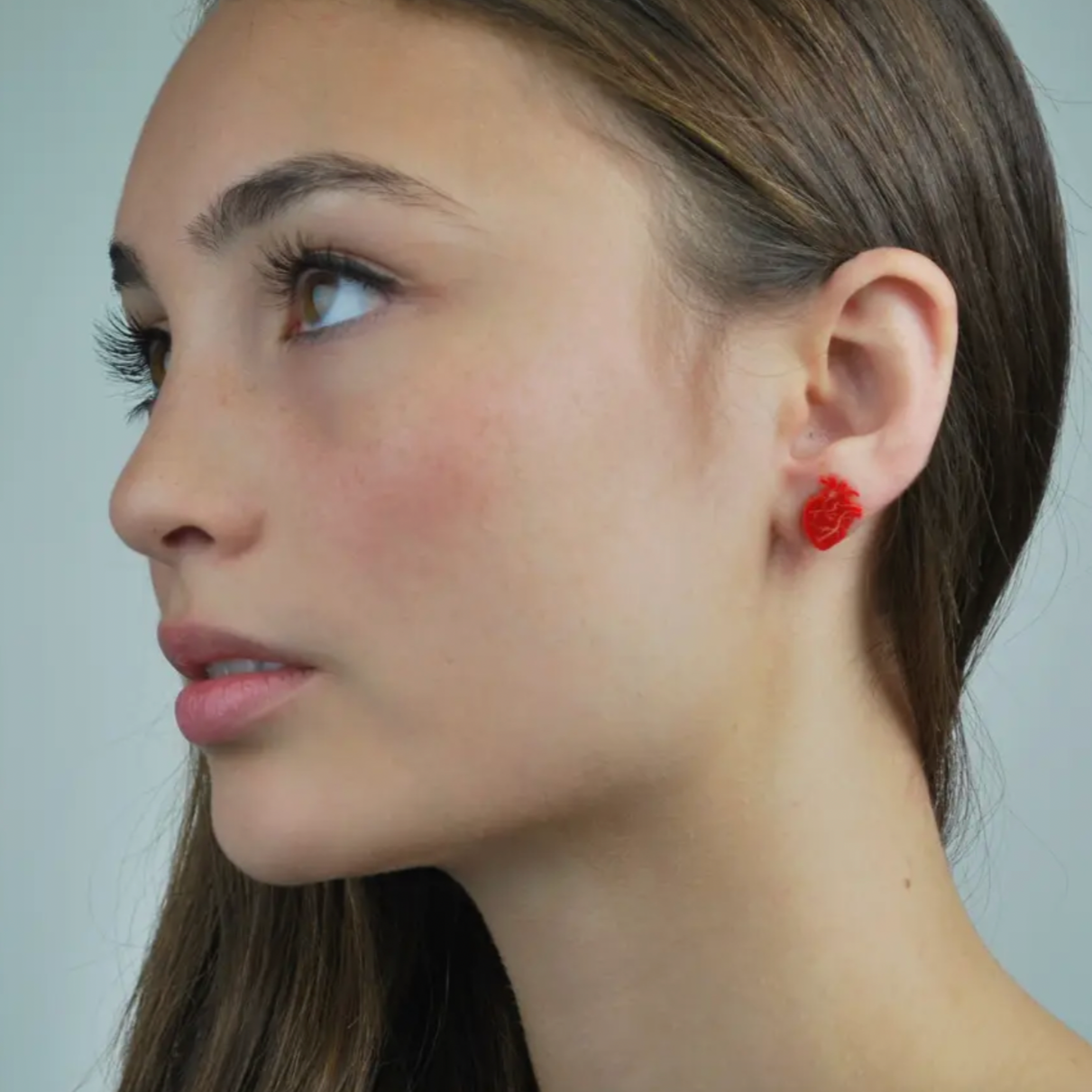 Anatomical Heart Studs - Solid Red