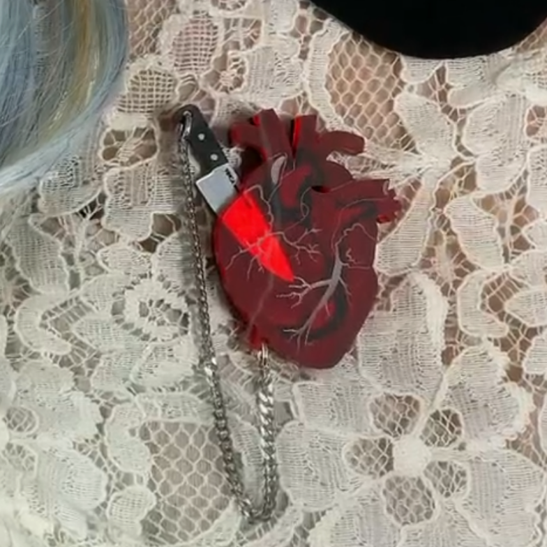 Heart of Aghast Brooch - Frosted Red