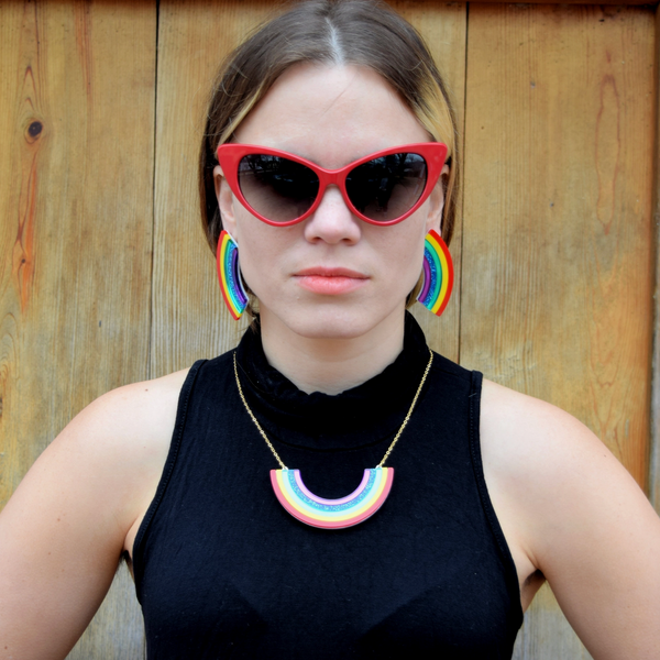 Rainbow Inlay Earrings -xl