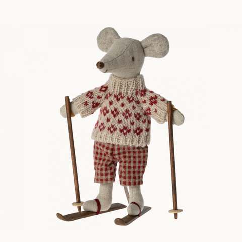 Winter Mouse with Ski Set -Mum